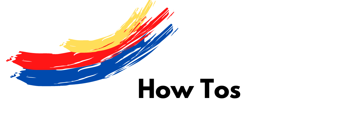 Black text reading How Tos with yellow, red and blue paintbrush stripe