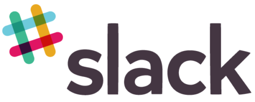 Black Slack logo with yellow, green, blue, and green pound sign