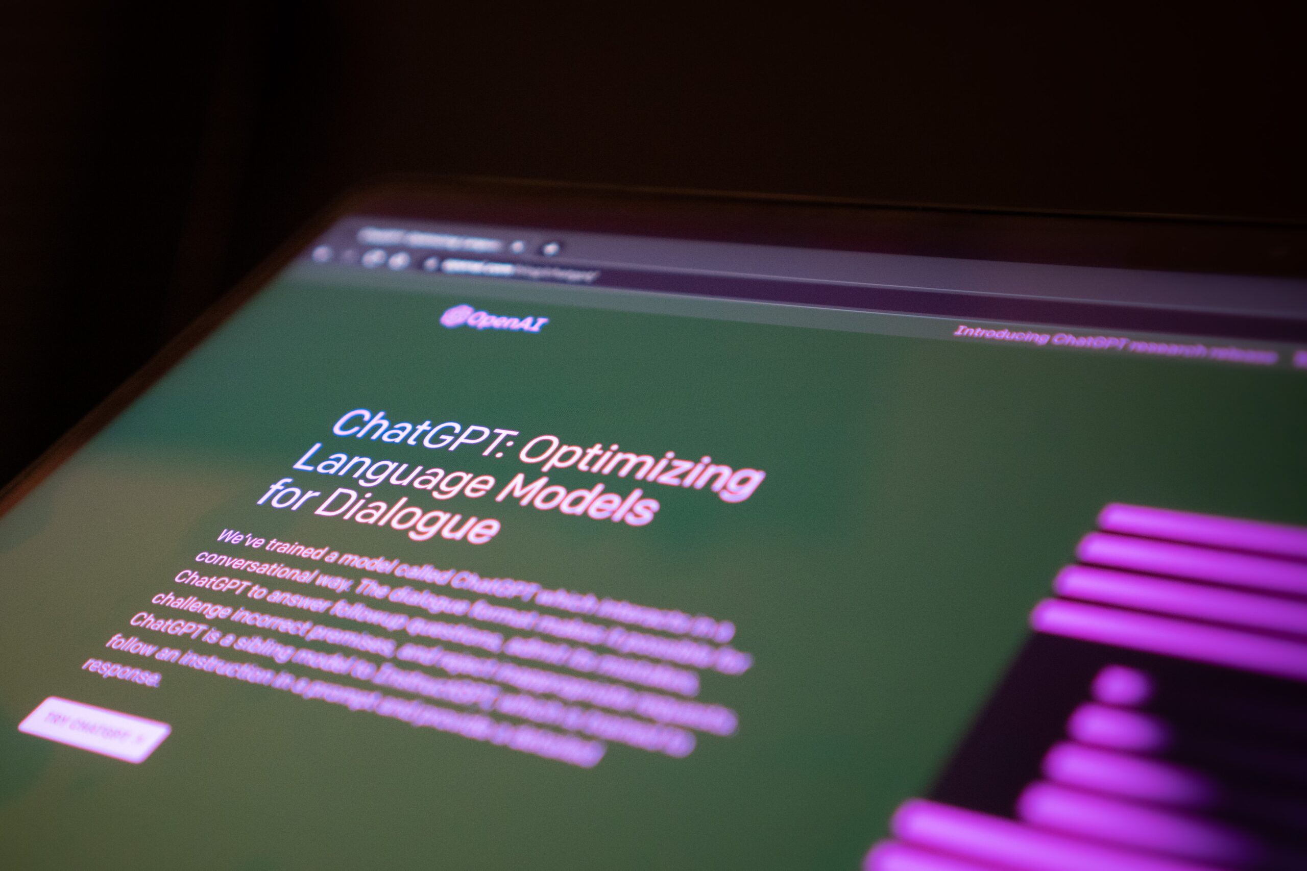 Screenshot of ChatGPT Homepage in green and purple hues.